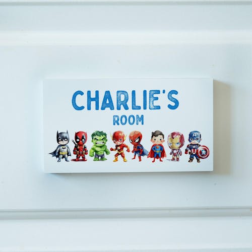 Personalised Super Hero Kids Door Sign