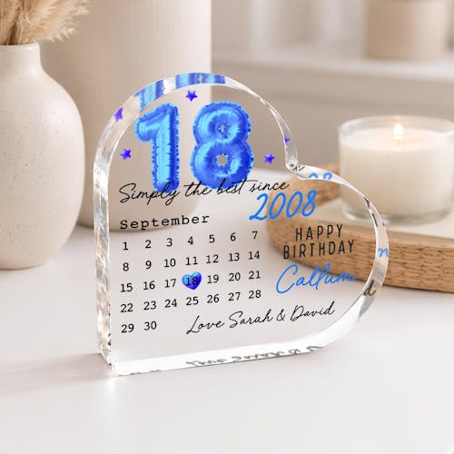 Personalised Happy 18th Birthday Plaque, Born in 2008 Birthday Gift for Himm