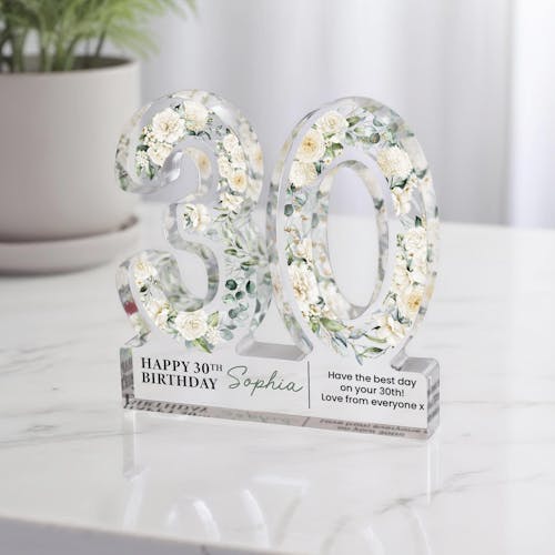 Personalised Freestanding 30th Birthday Gift Plaque Block