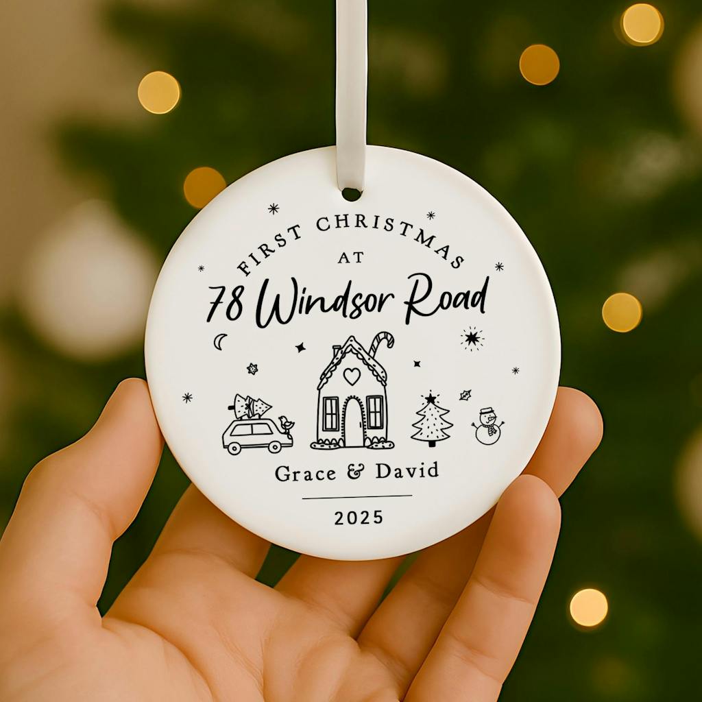 Personalised First Christmas In New Home Decoration - Names and Year
