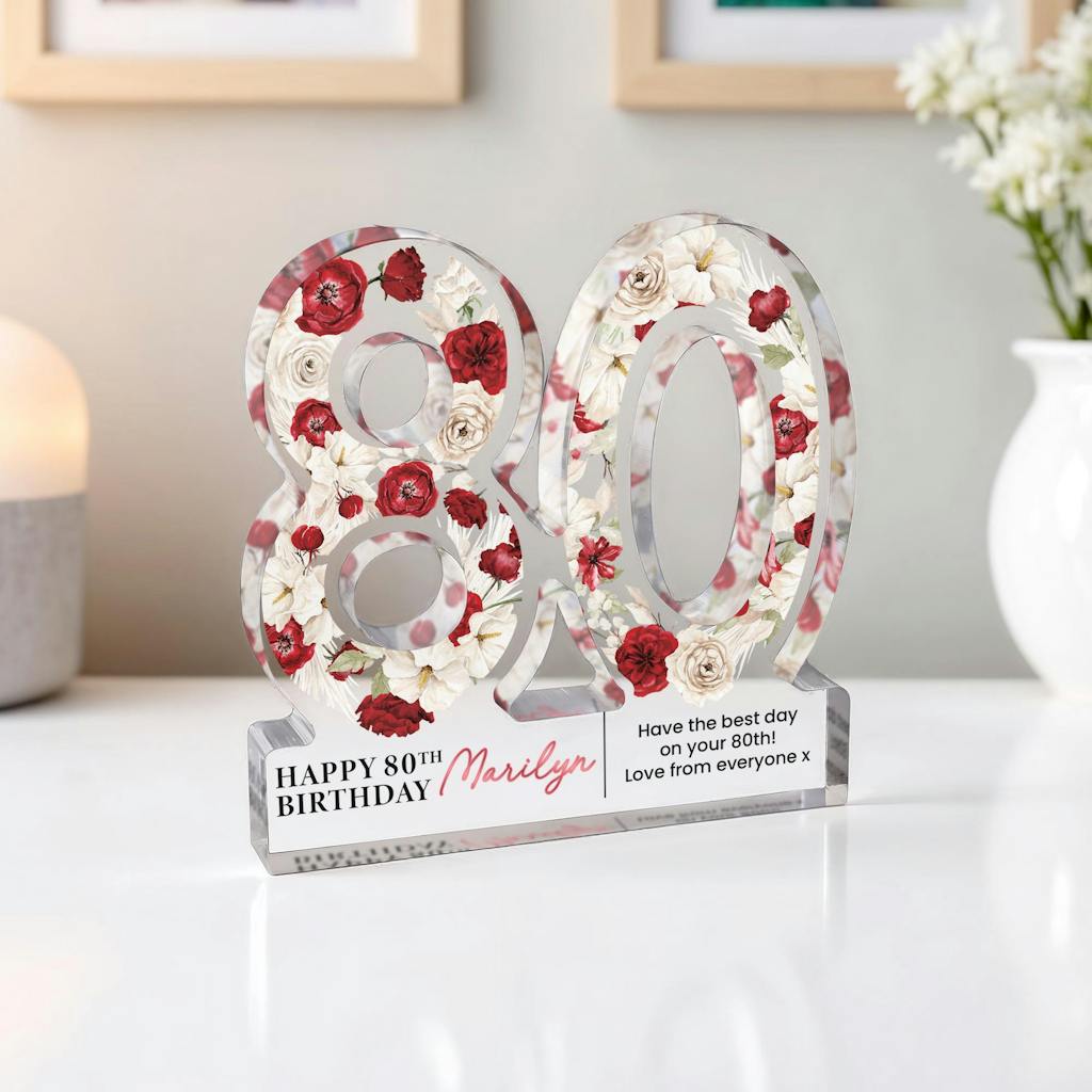 Personalised Freestanding 80th Birthday Gift Plaque