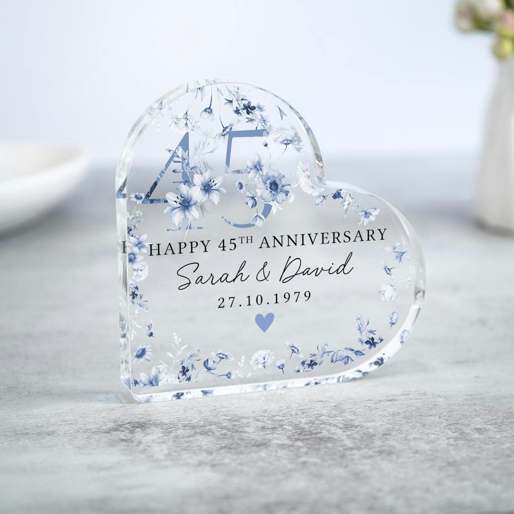 Personalised Sapphire 45th Anniversary Heart Plaque Gift