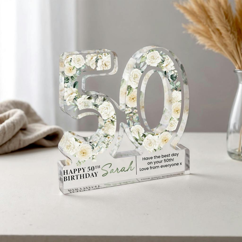 Personalised Freestanding 50th Birthday Gift Plaque