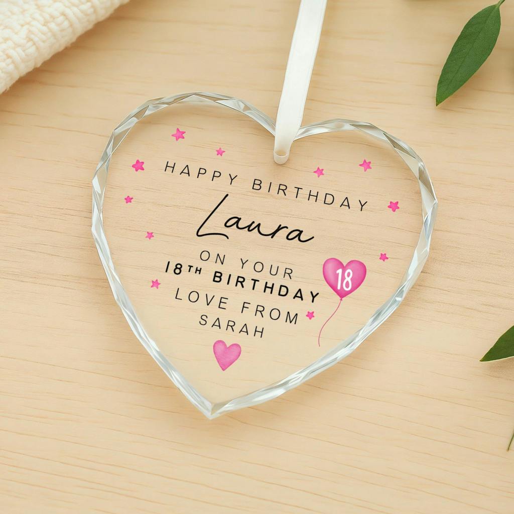Personalised Happy 18th Birthday Keepsake Ornament - Crystal Glass