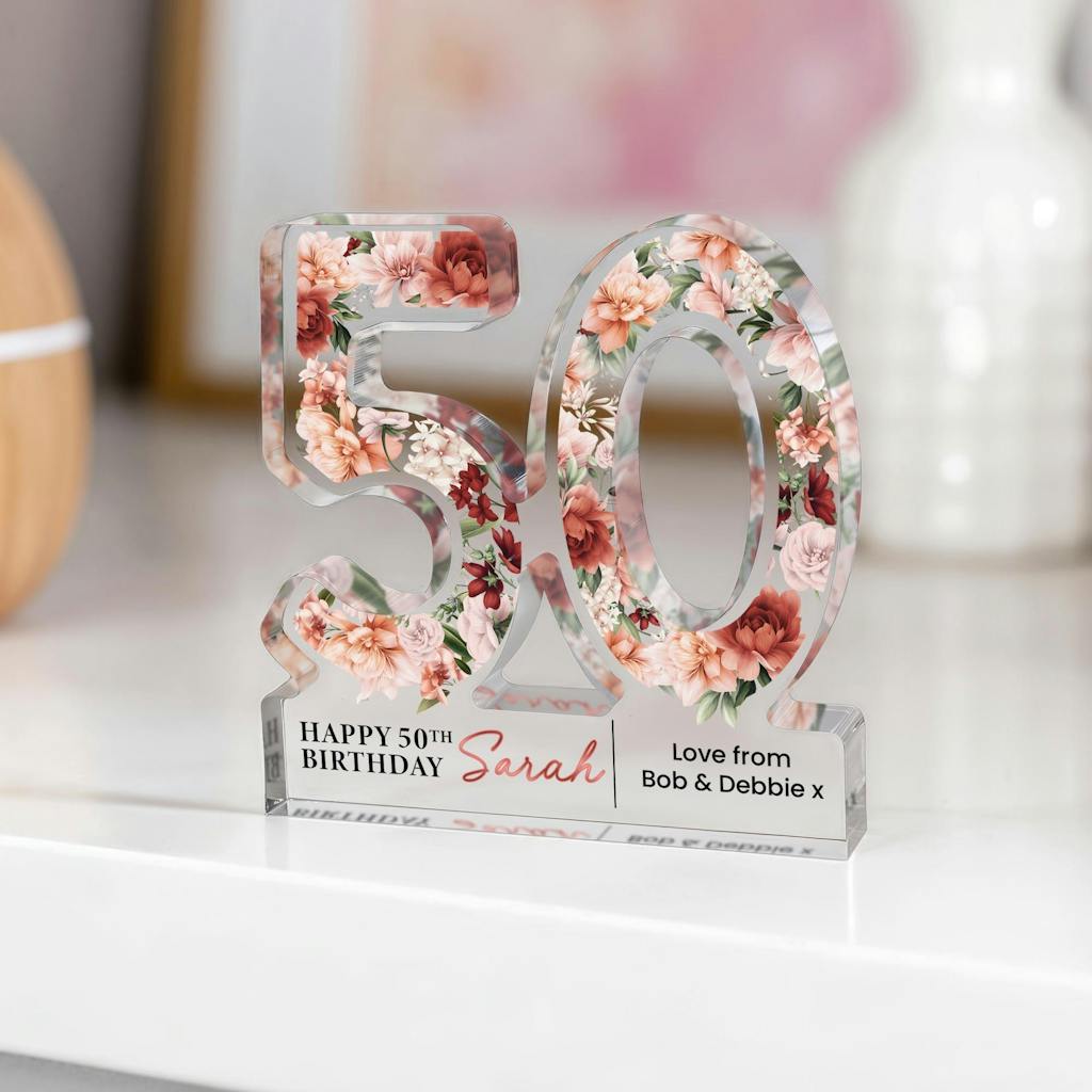 Personalised Freestanding 50th Birthday Gift Plaque