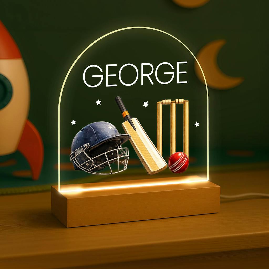 Personalised LED Cricket Night Light Sports Gift