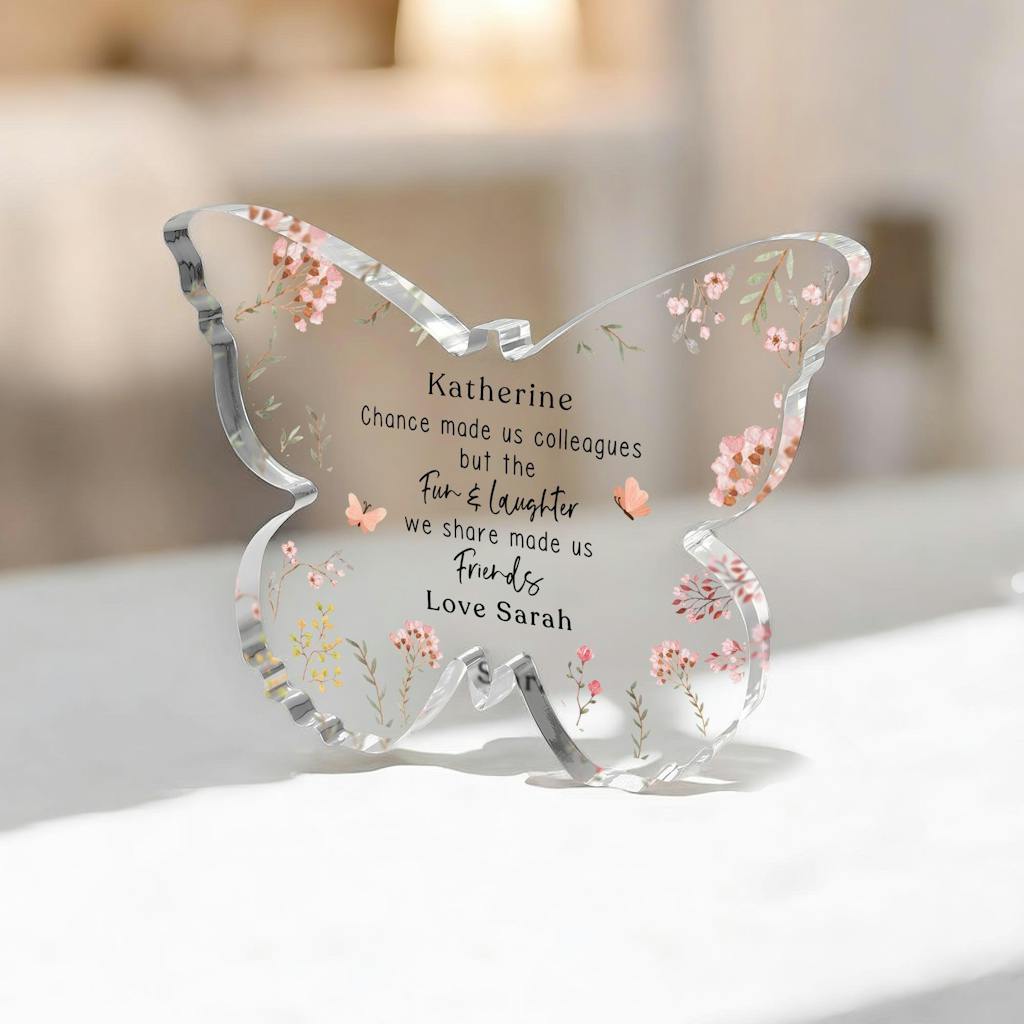 Personalised Colleague Leaving Work Butterfly Gift Plaque