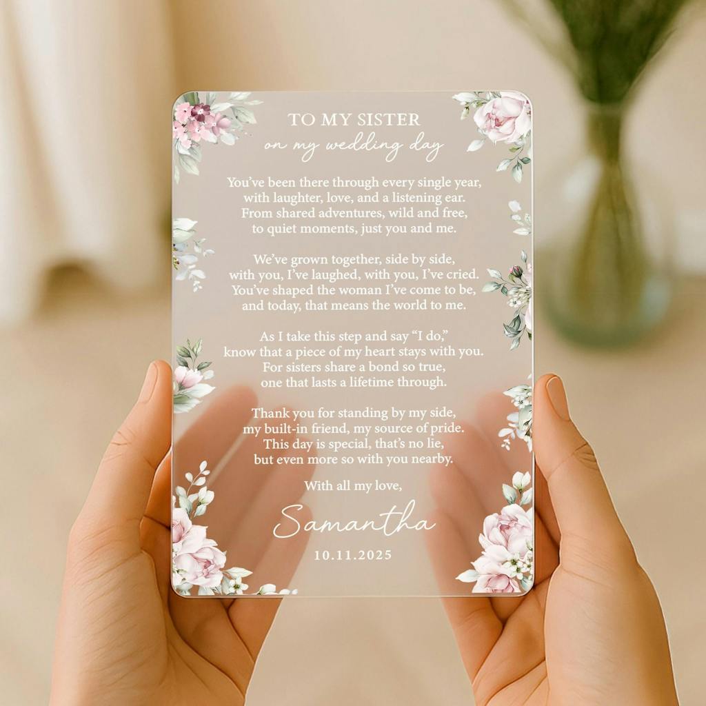 Personalised Sister of the Bride Groom Thank You Postcard Wedding Day Keepsake Gift