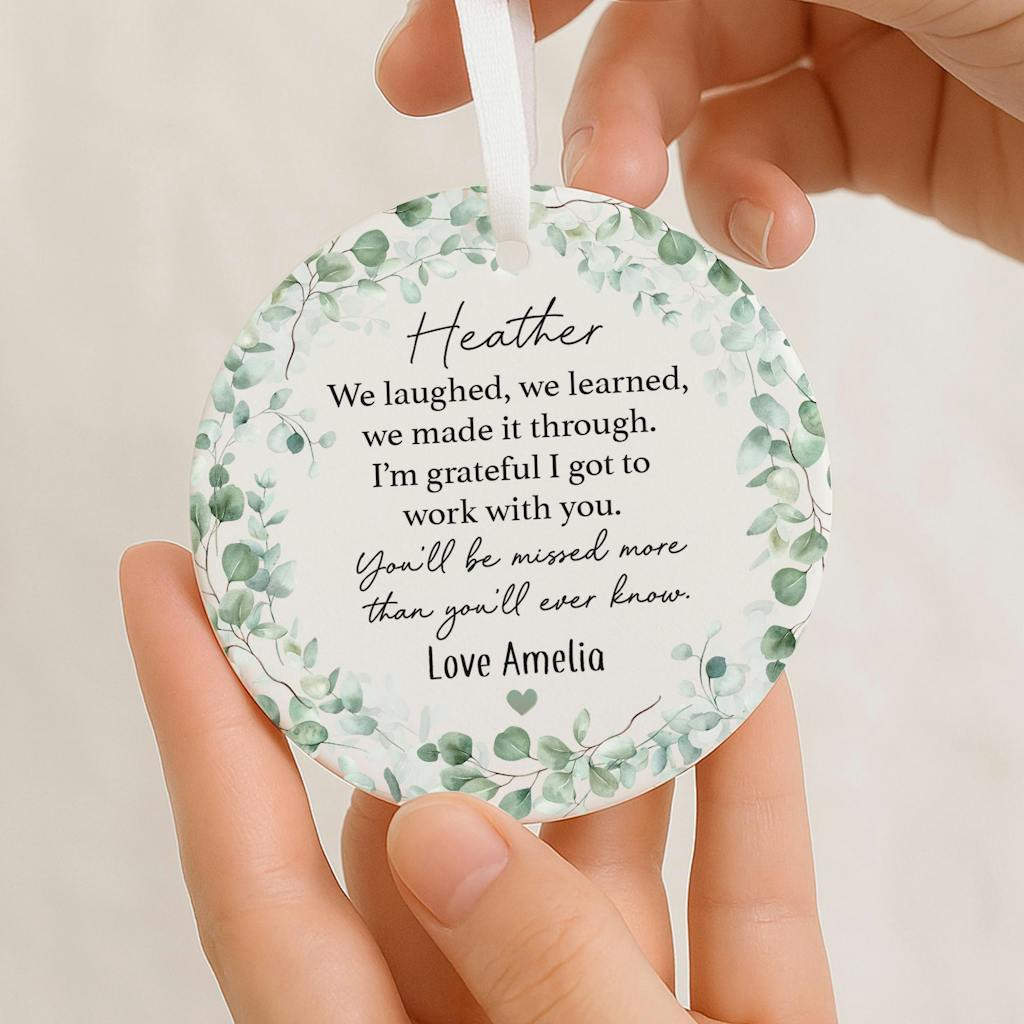 Personalised Floral Work Leaving Gift for Colleague Goodbye Ceramic Keepsake Gift