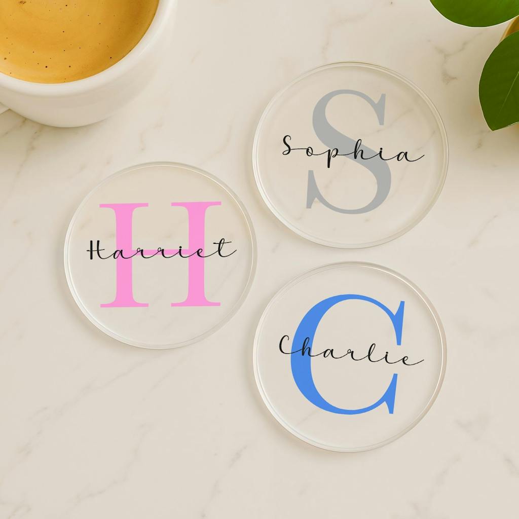 Personalised Clear Acrylic Initial Name Coaster
