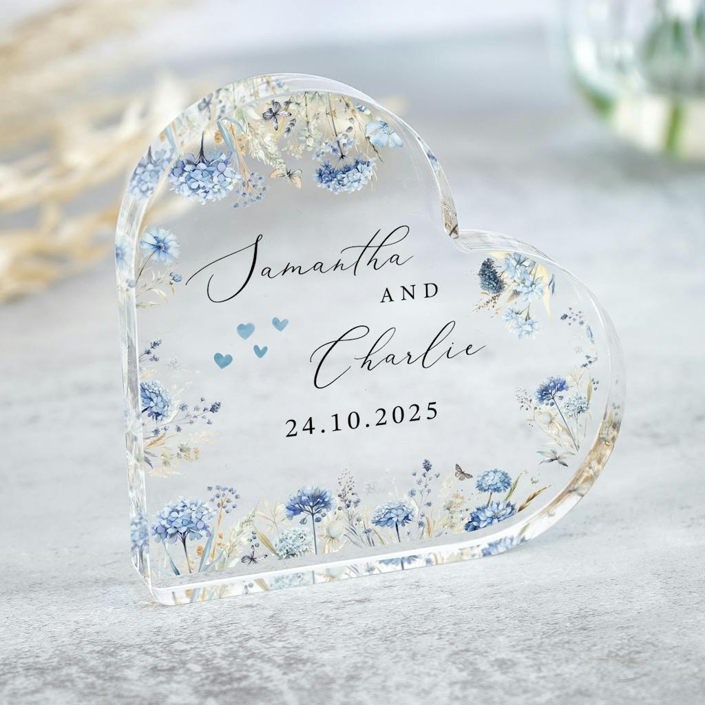 Personalised Wedding Engaged Special Date Keepsake Heart Plaque