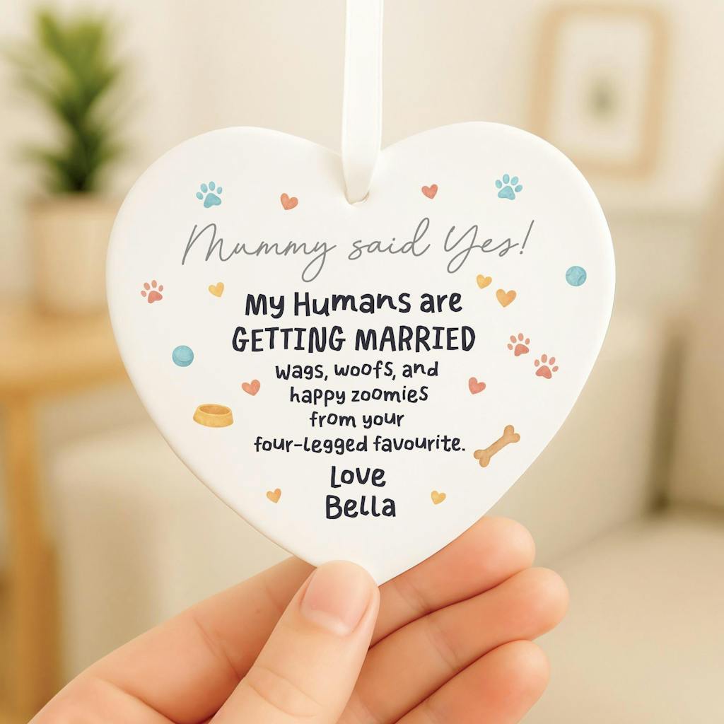 Personalised Engagement Ceramic Gift from Dog - To My Humans Engaged Dog Gift Ornament