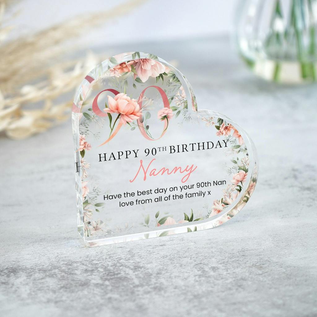 Personalised Rose Pink Happy 90th Birthday Gift Plaque