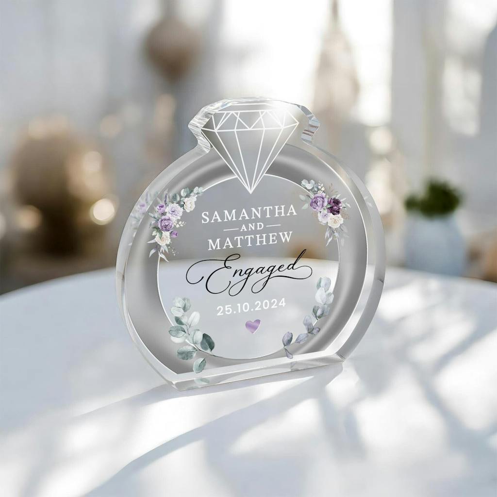 Personalised Lavender Engagement Keepsake Ring Plaque Keepsake