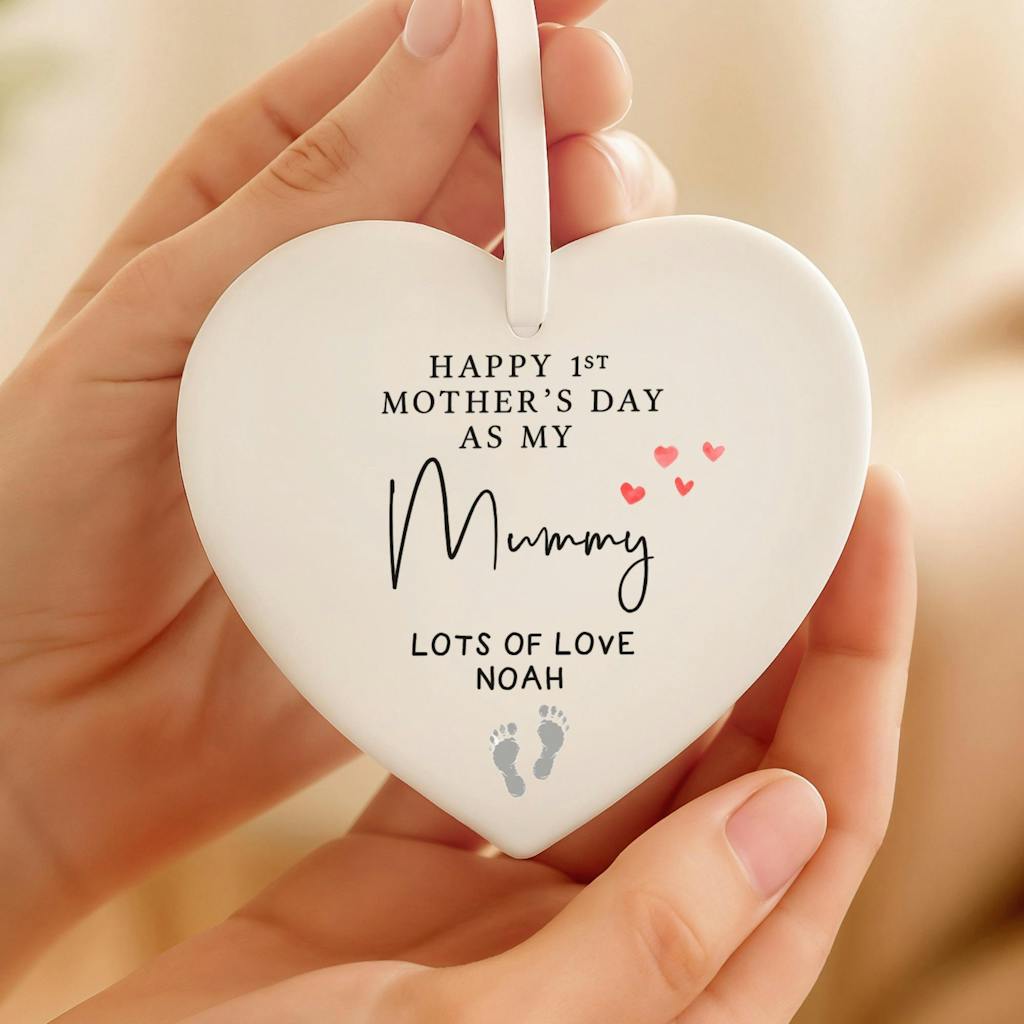 Personalised 1st Mother's Day Gift - Ceramic Heart Keepsake Plaque