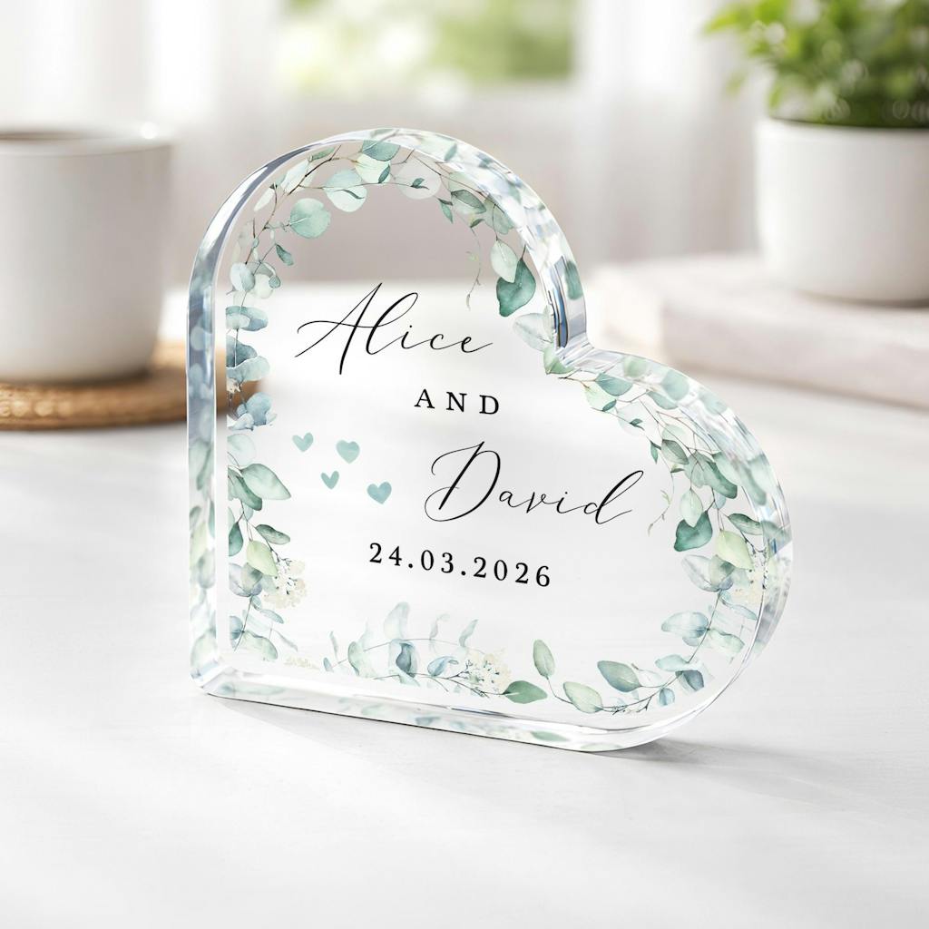 Personalised Wedding Anniversary Mr & Mrs Heart Plaque Keepsake Gift