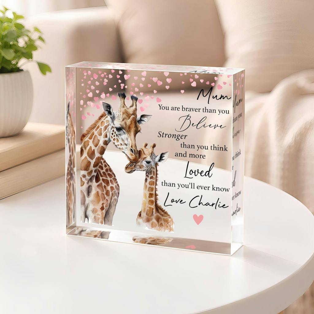 Personalised Mother & Baby Giraffe Mother's Day Plaque