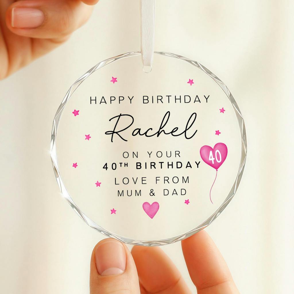 Personalised Happy 40th Birthday Keepsake Ornament - Crystal Glass