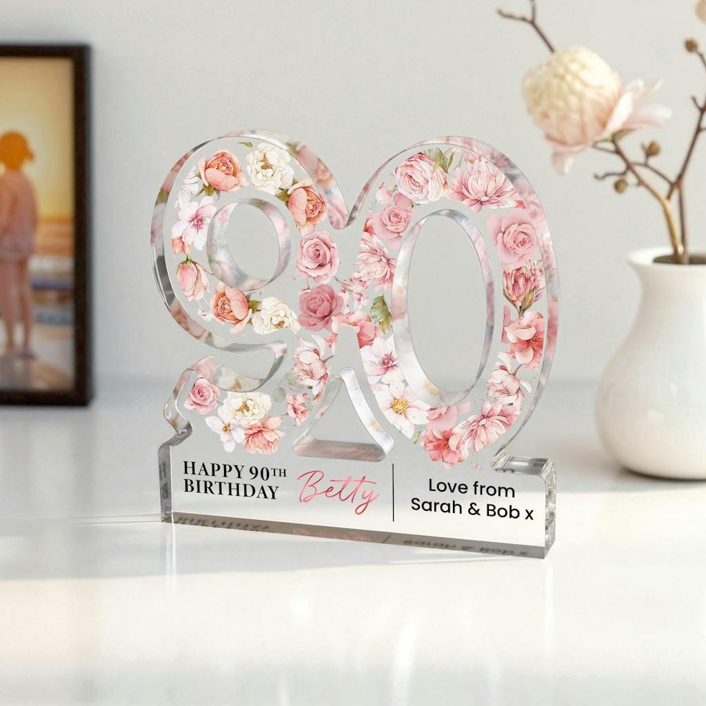 Personalised Number 90th Birthday Gift Plaque