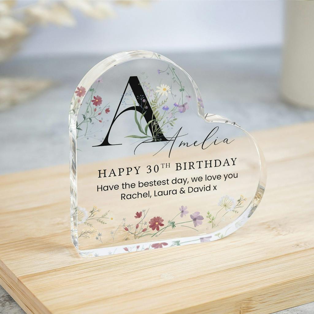 Personalised Happy Birthday Gift Heart Plaque 18th 21st 30th 40th 50th