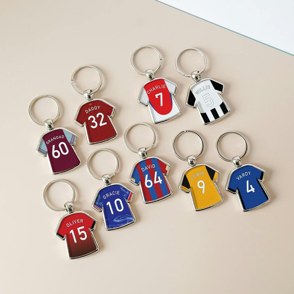 Personalised Double Sided Football Shirt Keyring