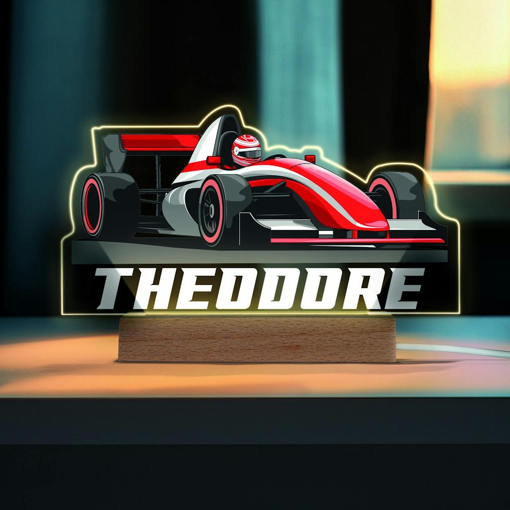 Personalised LED F1 Car Racing Desk Light