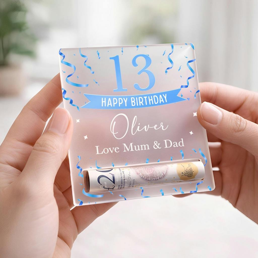 Personalised 13th Birthday Money Cash Holder Gift for Him Son Nephew