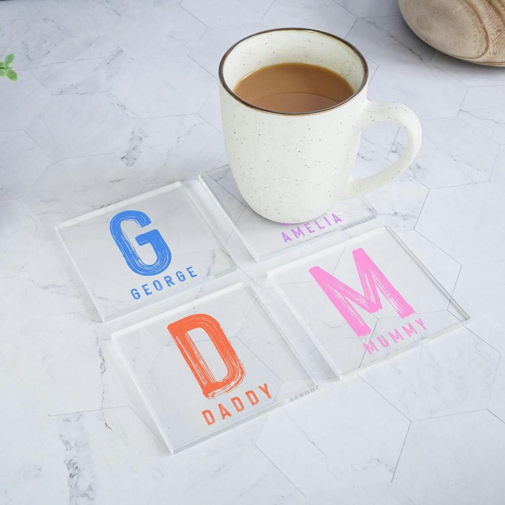 Personalised Coloured Initial Coaster