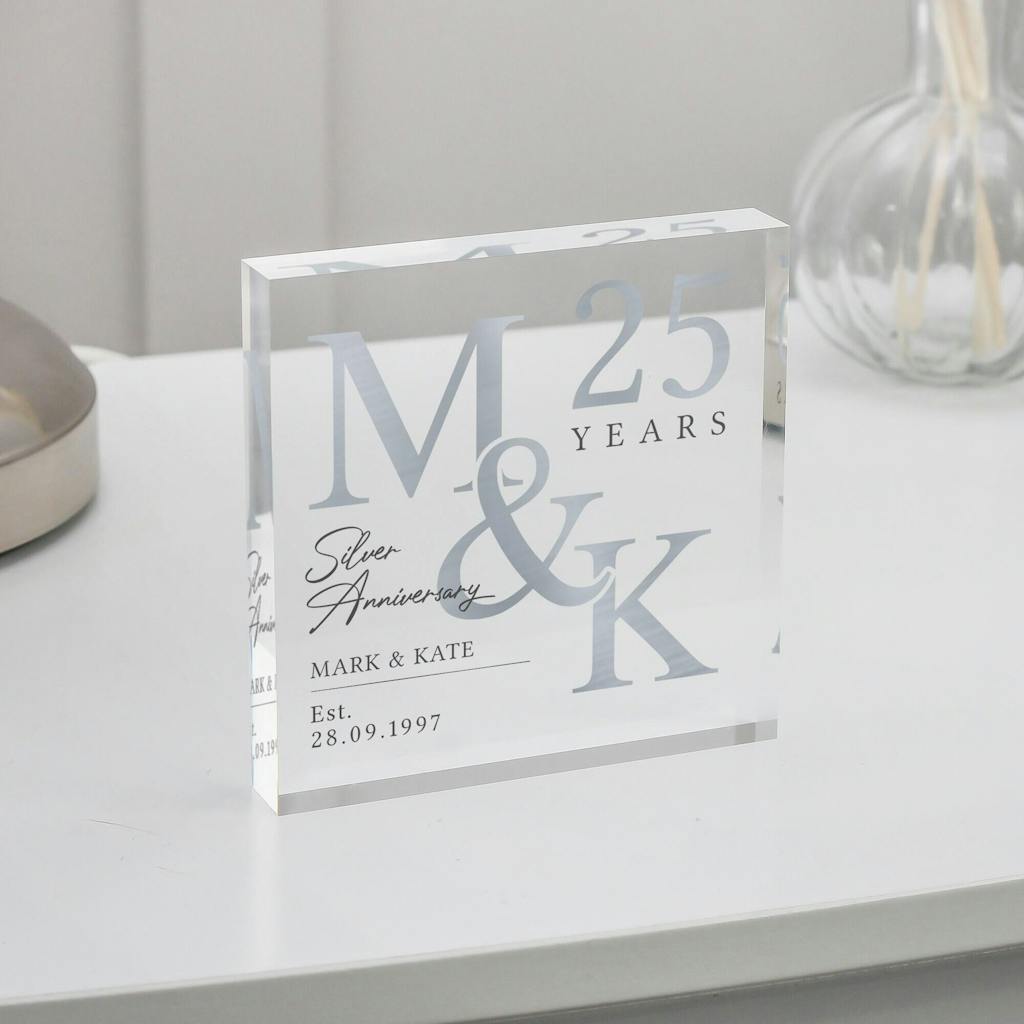 Personalised Silver 25th Anniversary Gift Keepsake Plaque