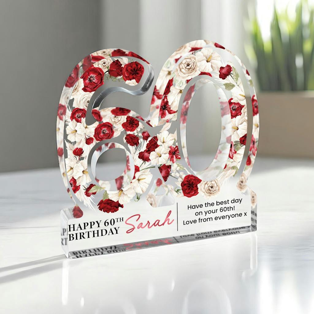Personalised Poppy Flower 60th Birthday Gift Plaque