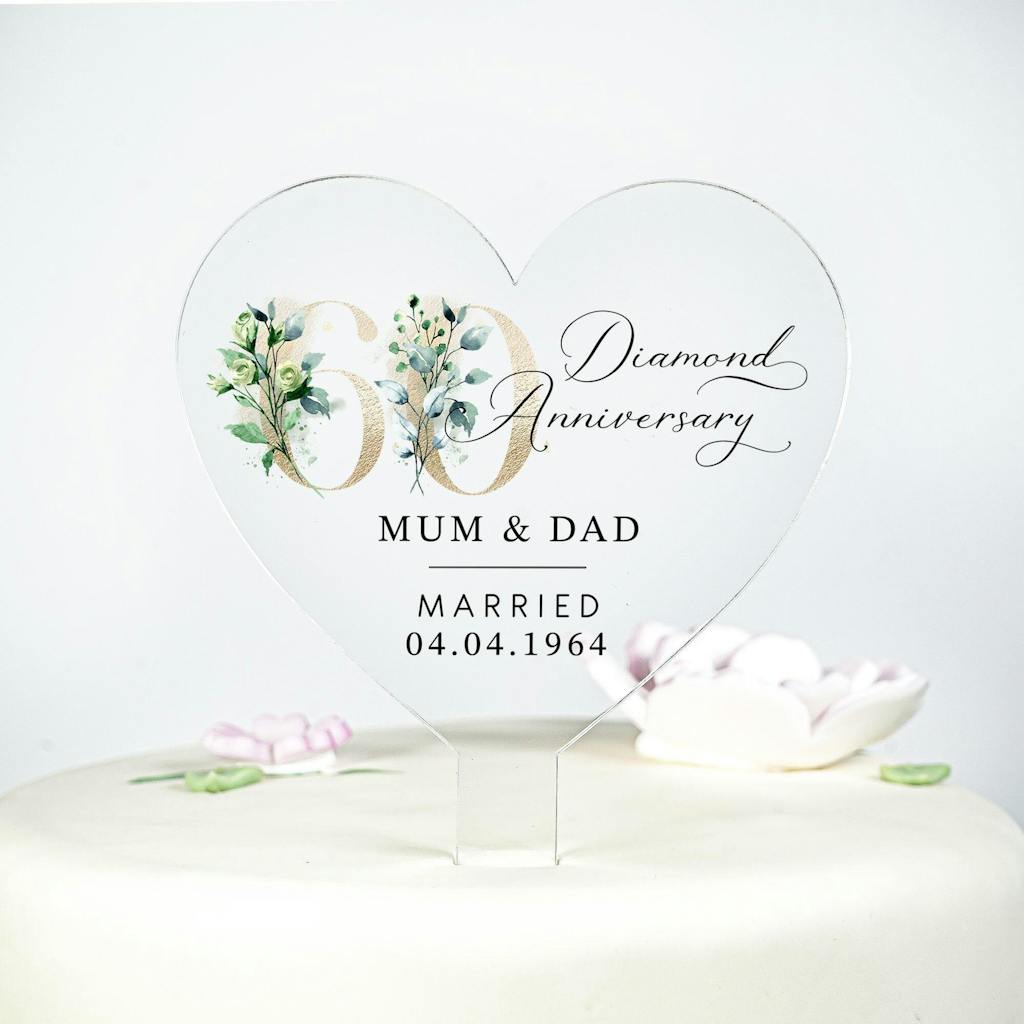 Personalised 60th Diamond Anniversary Cake Topper