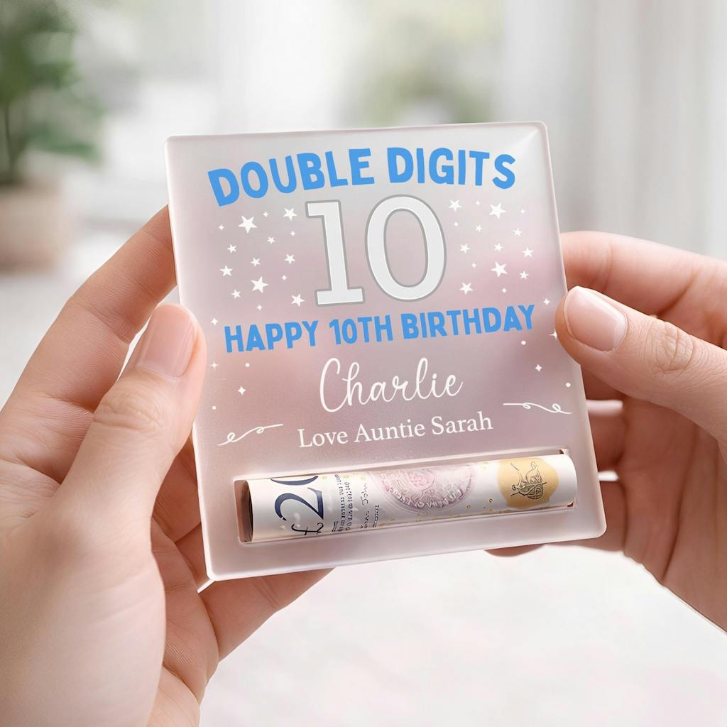 Personalised Double Digits 10th Birthday Cash Holder Gift for Her Him