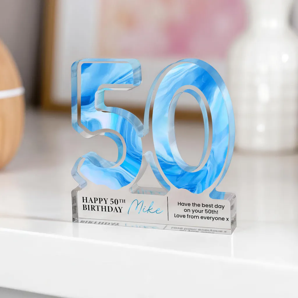 Personalised 50th Birthday Gift Keepsake Plaque for Him, Grandad, Dad, Brother