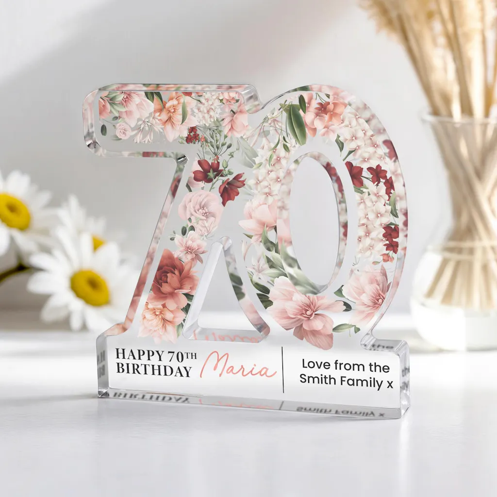 Personalised Freestanding 70th Birthday Gift Plaque