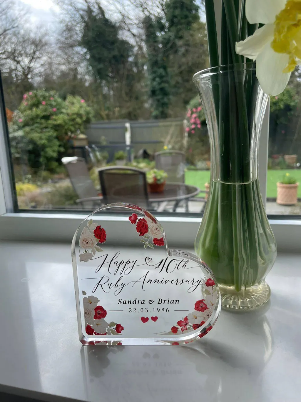 Personalised 40th Ruby Anniversary Heart Gift Plaque Ornament