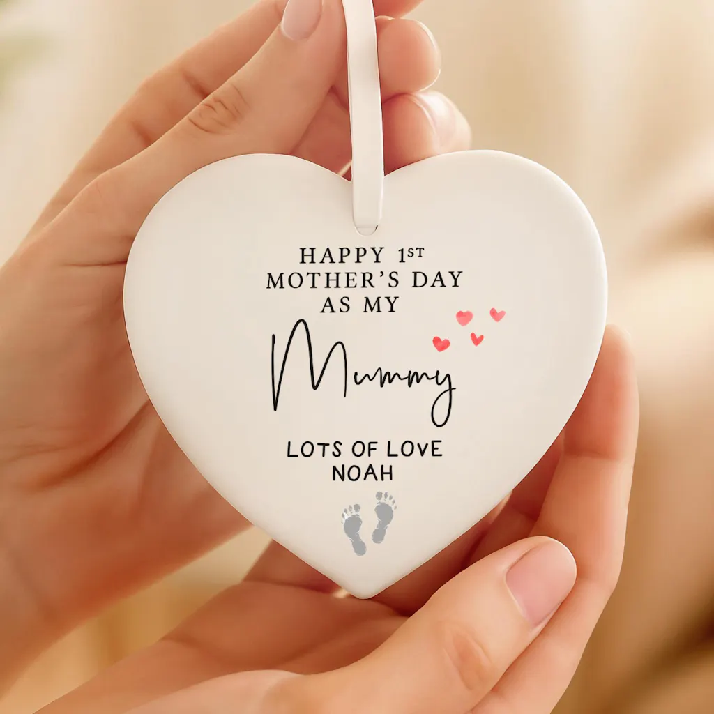 Personalised 1st Mother's Day Gift - Ceramic Heart Keepsake Plaque