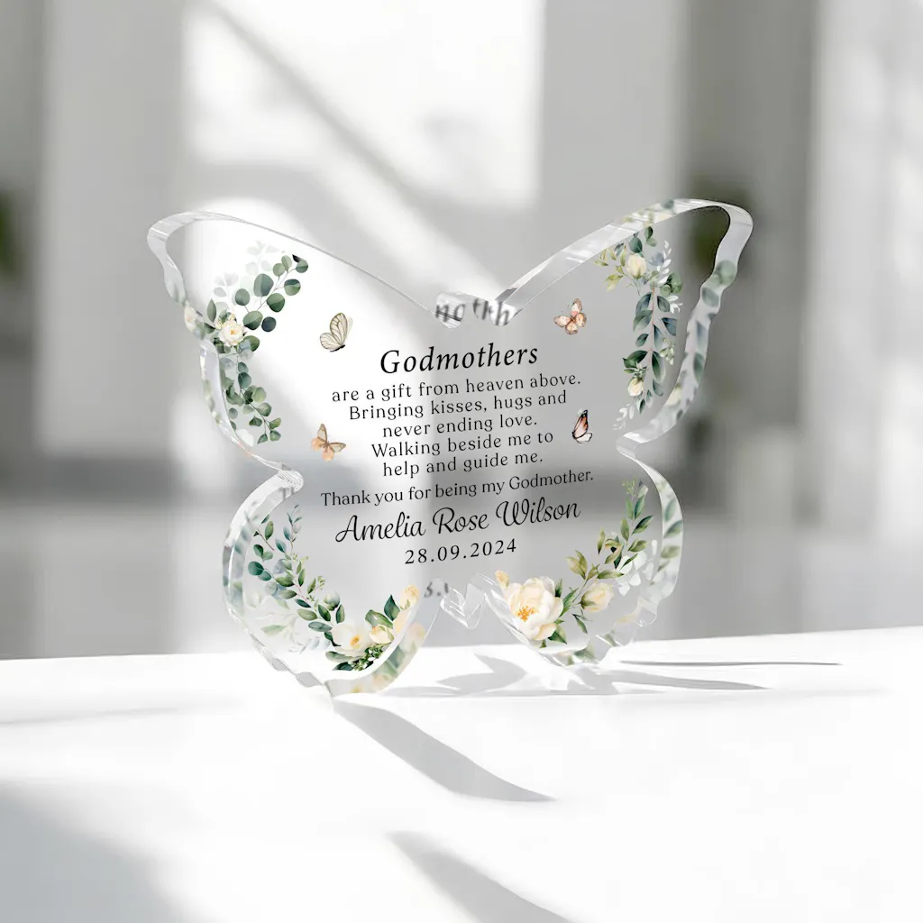 Personalised Butterfly Thank you Godmother Gift Plaque
