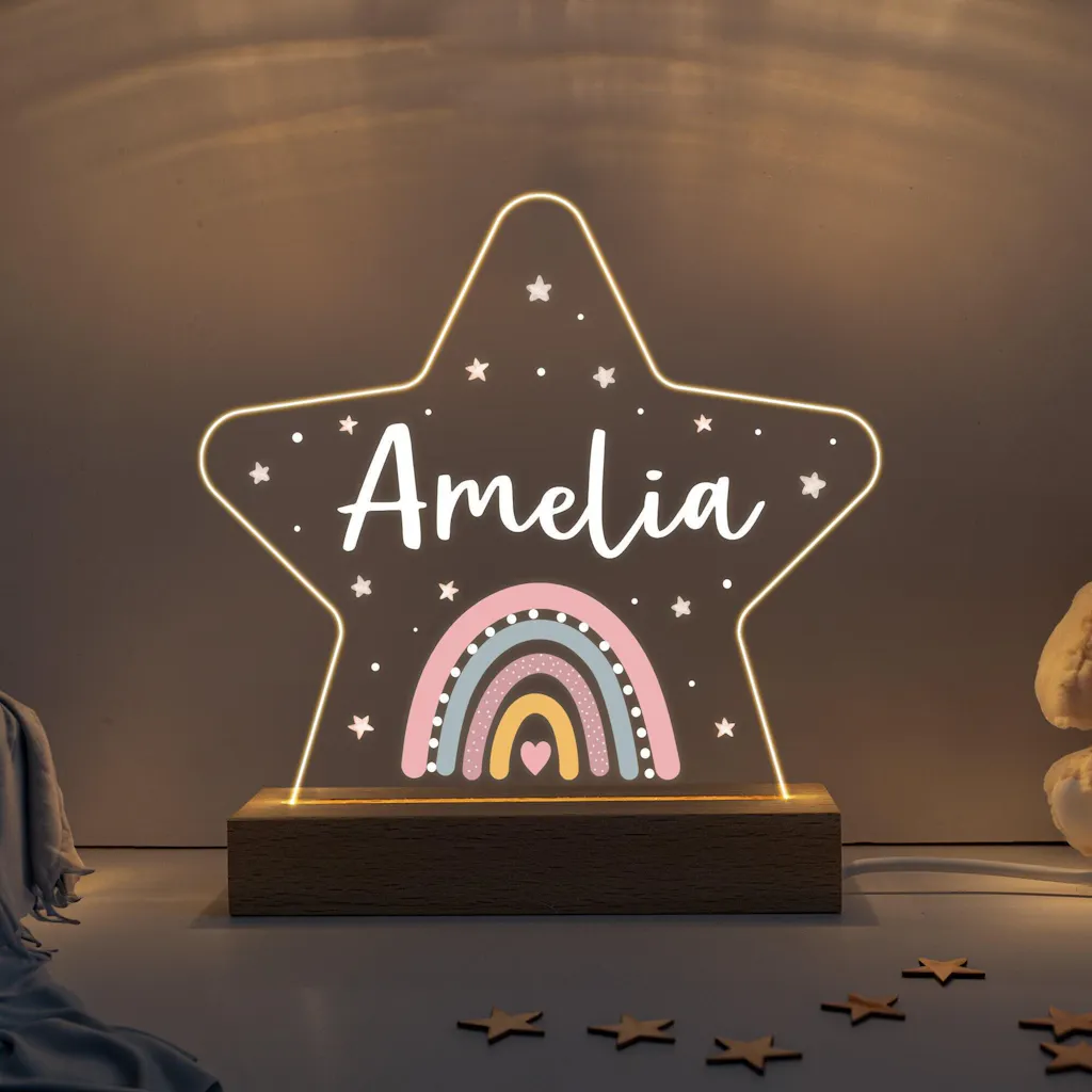 Personalised LED Rainbow Star Lamp