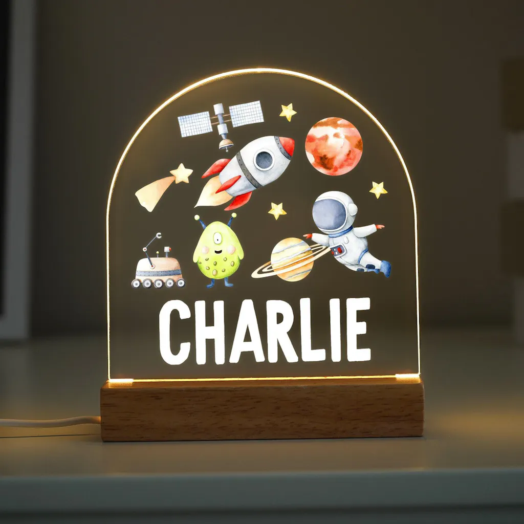 Personalised LED Space Rocket Kids Night Light