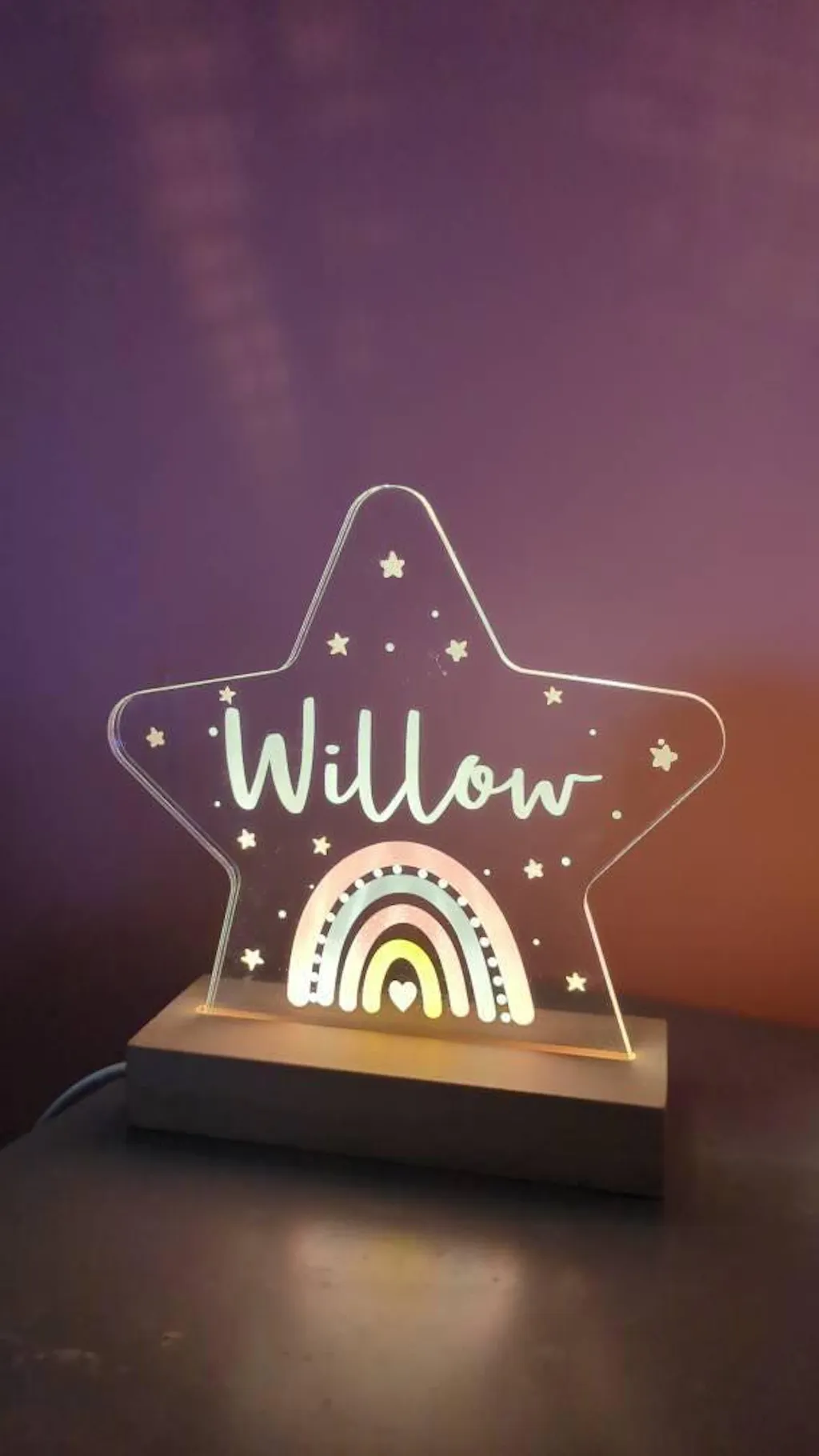Personalised LED Rainbow Star Lamp