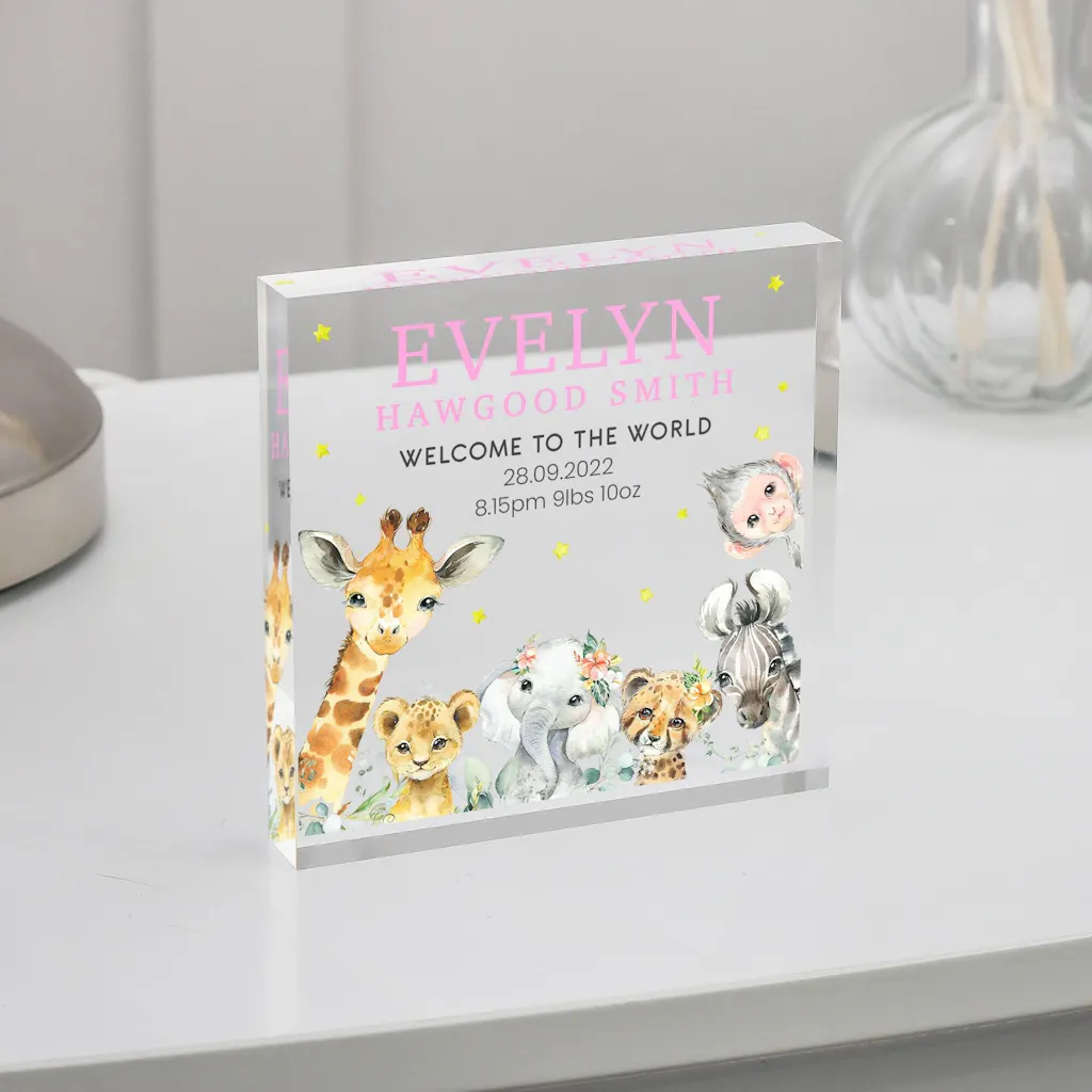 Personalised New Baby Gift Safari Animal Themed Gift