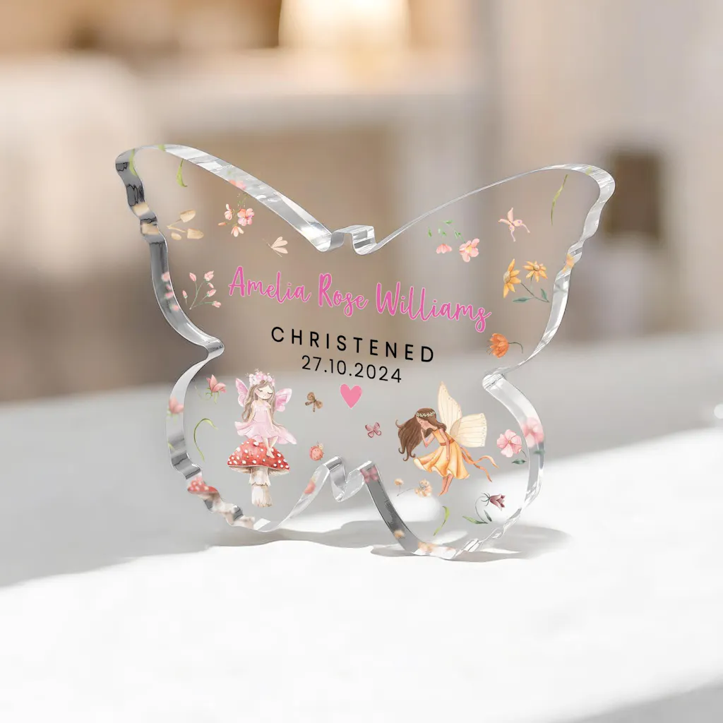 Personalised Fairy Christening Butterfly Gift Plaque