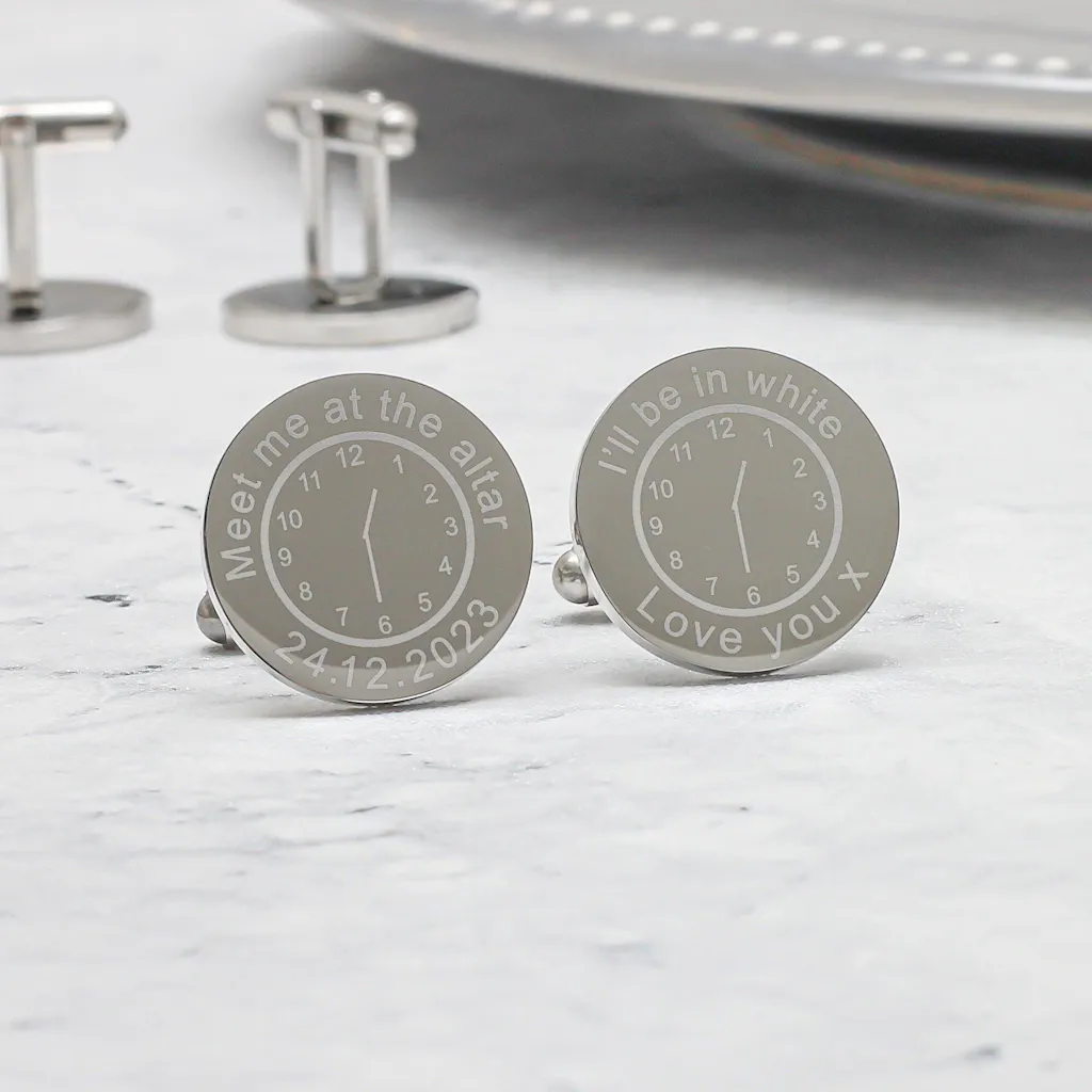 Personalised  Meet Me At The Altar Bride to Groom Cufflinks