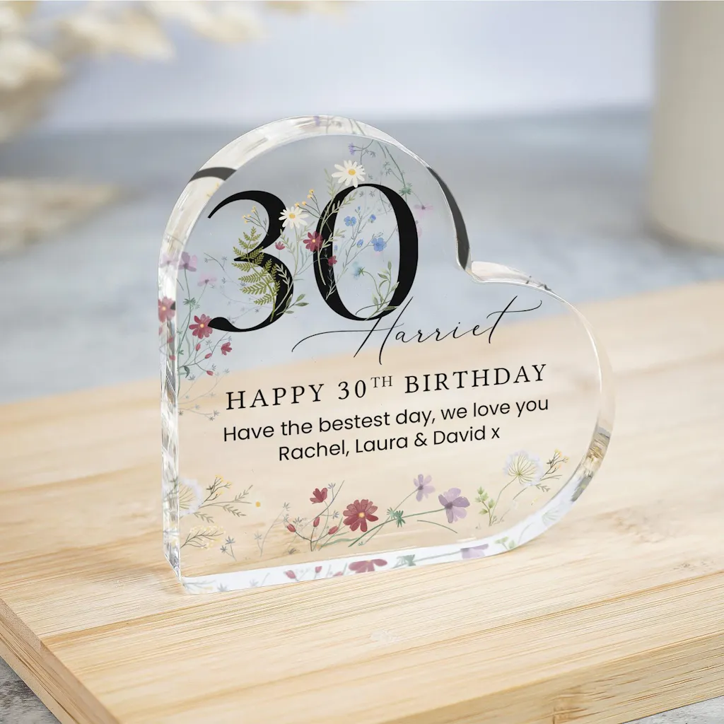 Personalised Floral Happy Birthday Plaque 18th 21st 30th 40th 50th Gift