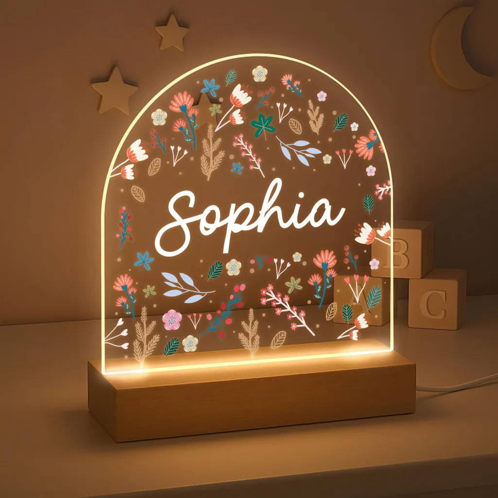 Personalised LED Flower Baby Kids Night Light