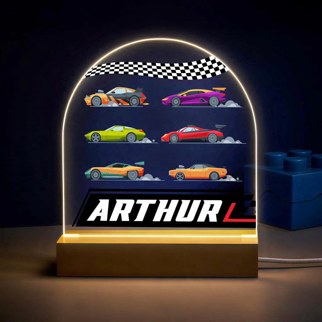 Personalised LED Racing Kids Night Light