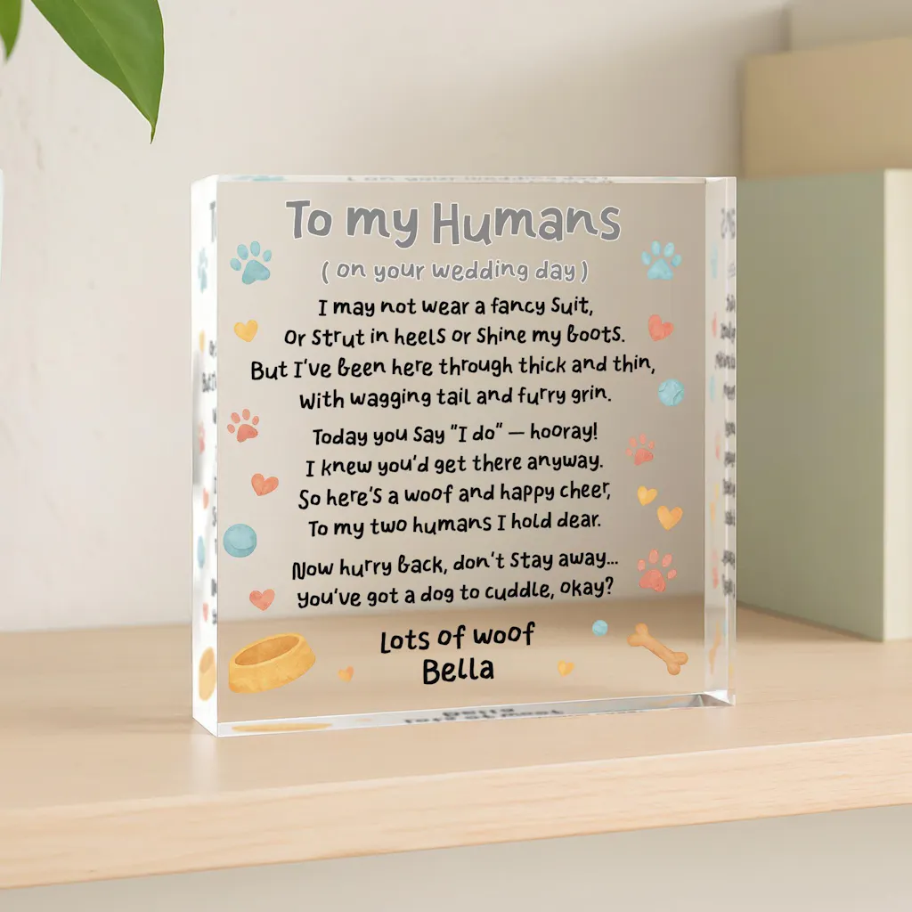 Personalised Funny Dog Wedding Poem - To My Humans Wedding Dog Gift Plaque
