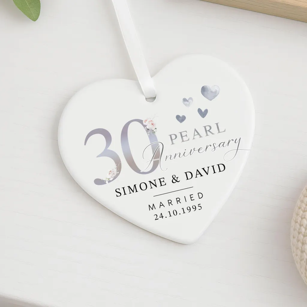 Personalised 30th Pearl Anniersary Keepsake Ornament