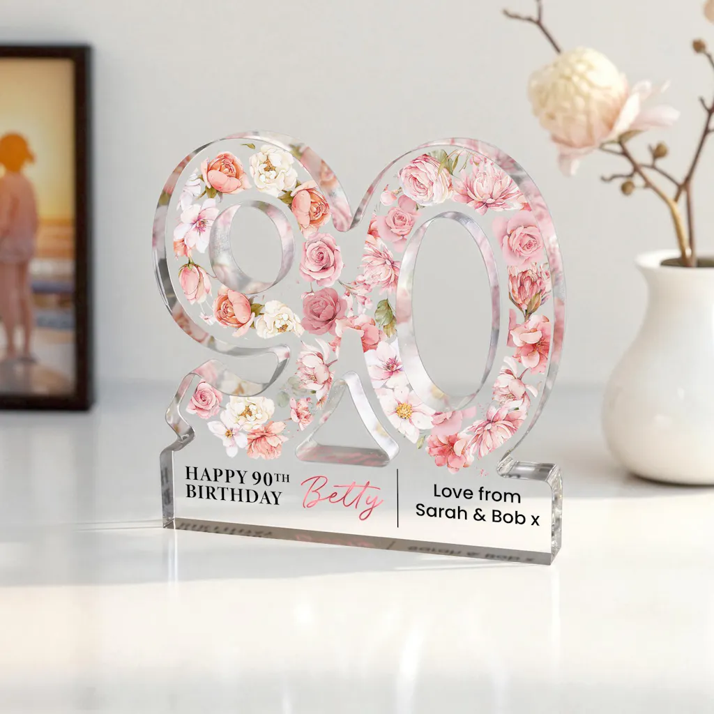 Personalised Number 90th Birthday Gift Plaque