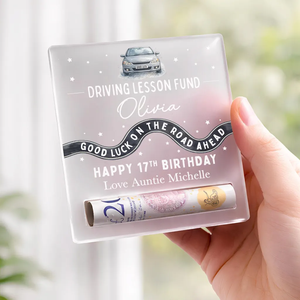 Personalised 17th Birthday Driving Lessons Reveal Money Cash Holder Gift for Him/Her